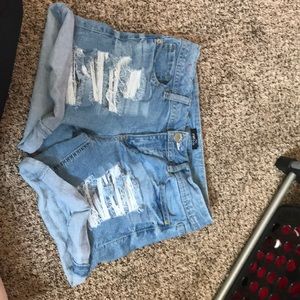 Ripped denim shorts